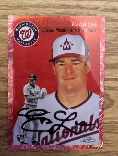 2023 Topps Chrome Platinum Evan Lee RC Pink Refractor SP 36/100 Nationals