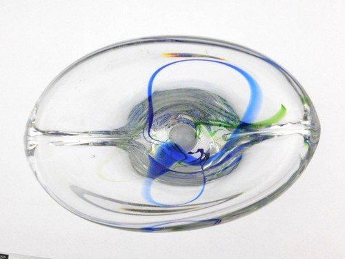 Maastricht Max Verboeket Art Glass Vase Signed on Base Blue Green Clear GOOD - Picture 6 of 12