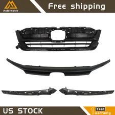 Front Upper Bumper Grille Grill Assembly For Honda Pilot 2019 2020 2021 W/Black