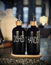 Glass Soap Dispenser Set. Hand Soap and Dish Soap Dispenser 2.7"L x 2.7"W x 8.7"