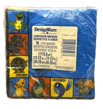 Vtg Designware Pokemon Napkins 16 Ct Party Ash Pikachu Sandshrew Jigglypuff+++