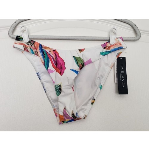 La Blanca Paradise City Scoop Bikini Bottom Size 10 Tropical Floral Beach Resort - Picture 3 of 7