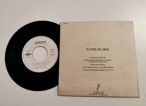 LOS SECRETOS El hotel del amor SINGLE VINILO 1991 ALVARO URQUIJO ENRIQUE URQUIJO - Imagen 2 de 2