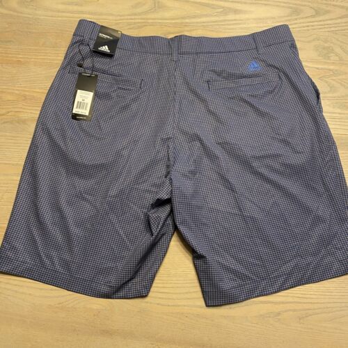 NEW Adidas Ultimate 365 Gingham Flat Front Golf Shorts Blue & Gray Mens 38 $65 - Picture 1 of 17