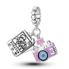 MULA 925 Sterling Silber Original Kamera Paar Foto DIY Charm CZ Für Armband