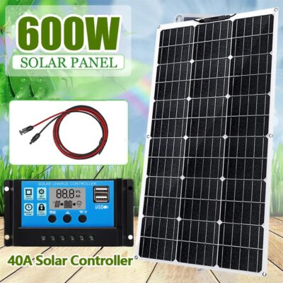 600W Solar Panel Kit Power Generator with 40A Controller Home RV Emergency Power