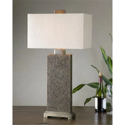 Uttermost Canfield Metal Resin Fabric Table Lamp in Coffee Bronze/Beige/Brown - Picture 2 of 3