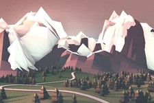 Landscape mountains low poly art nature road forest Custom Gaming Mat Desk