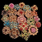24pc Brooch Lot Mixed Alloy Rhinestone Crystal Pearl Pin Wedding Bouquet Diy Kit