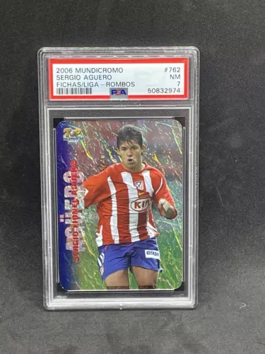 2006 Mundicromo Las Fichas De La Liga Rombos Sergio Aguero Rookie RC #762 PSA 7