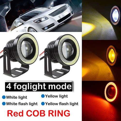 3.5" Multimode LED Fog Light Projector Driving Lamp COB Angel Eye Halo Kit Set - Picture 2 of 8