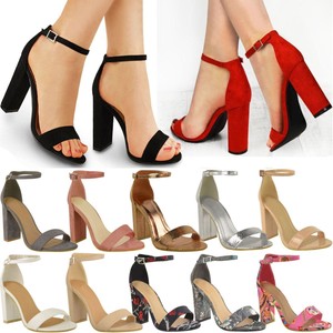 black strappy heels block