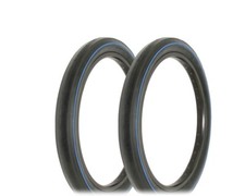 2 RALSON 20 X 2.125 BLUE LINE SLICK BICYCLE TIRES, S-2 RIM, SCHWINN STYLE.