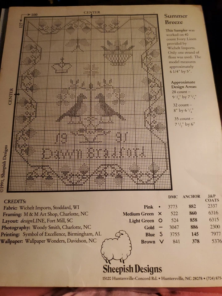 Sheepish Designs Summer Breeze Counted Cross Stitch Pattern - Image 2 of 2