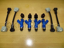 4x New Acura RDX 410cc Fuel Injectors w/Plug & Play Adapters & Hats for Honda