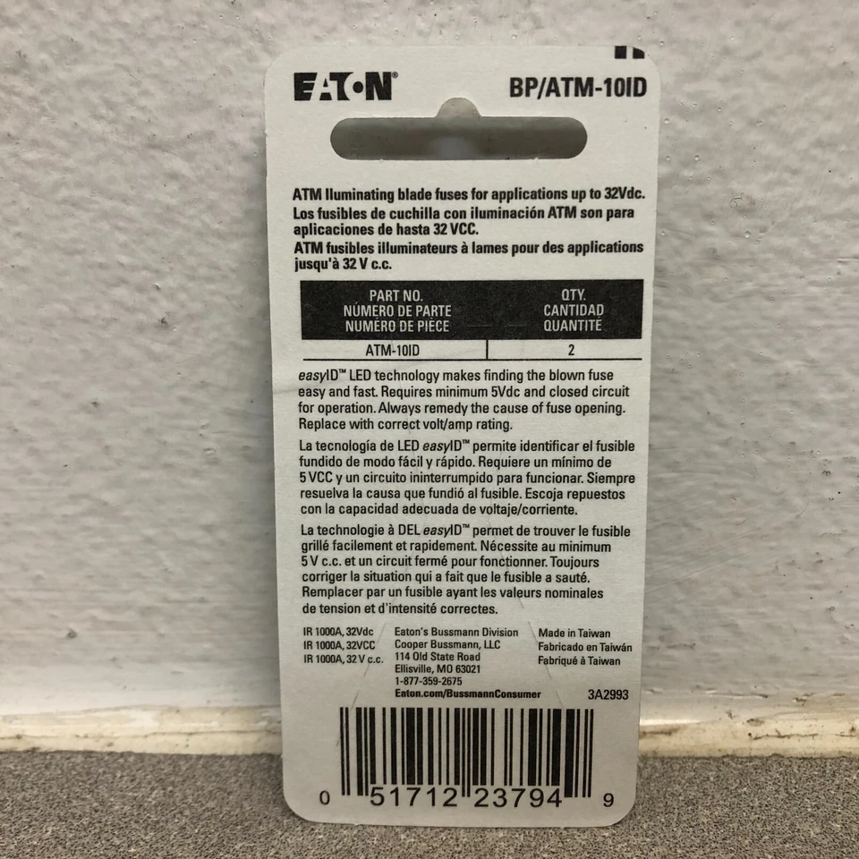 Bussmann BP/ATM-10ID Red ATM 10 Amp easyId Illuminating Fast-Acting Automotive - Image 2 of 2