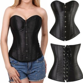 Women's Lace Up Corset Bustier Waist Cincher Sexy Lingerie Plus Size Body Shaper