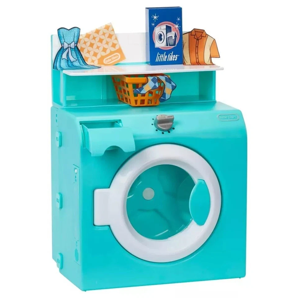 Little Tikes Retro 50s Washer Dryer 8pc Play Laundry Realistic Sounds Tumbling - Image 2 of 2