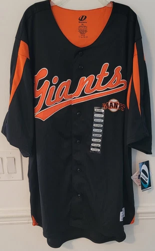 Mens Dynasty MLB San Francisco Giants Button Up Jersey Baseball Black Orange XL