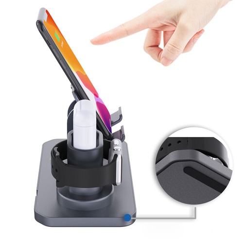 Black Wireless Charging Stand for Mobile Phone Watch Headset Integrated Stand - 第 4/6 張圖片
