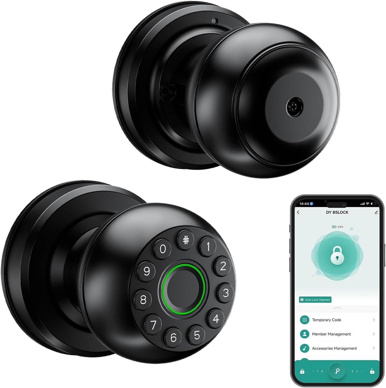 Smart Biometric Fingerprint Door Lock with Bluetooth Keyless Entry & Deadbolt Keys-image