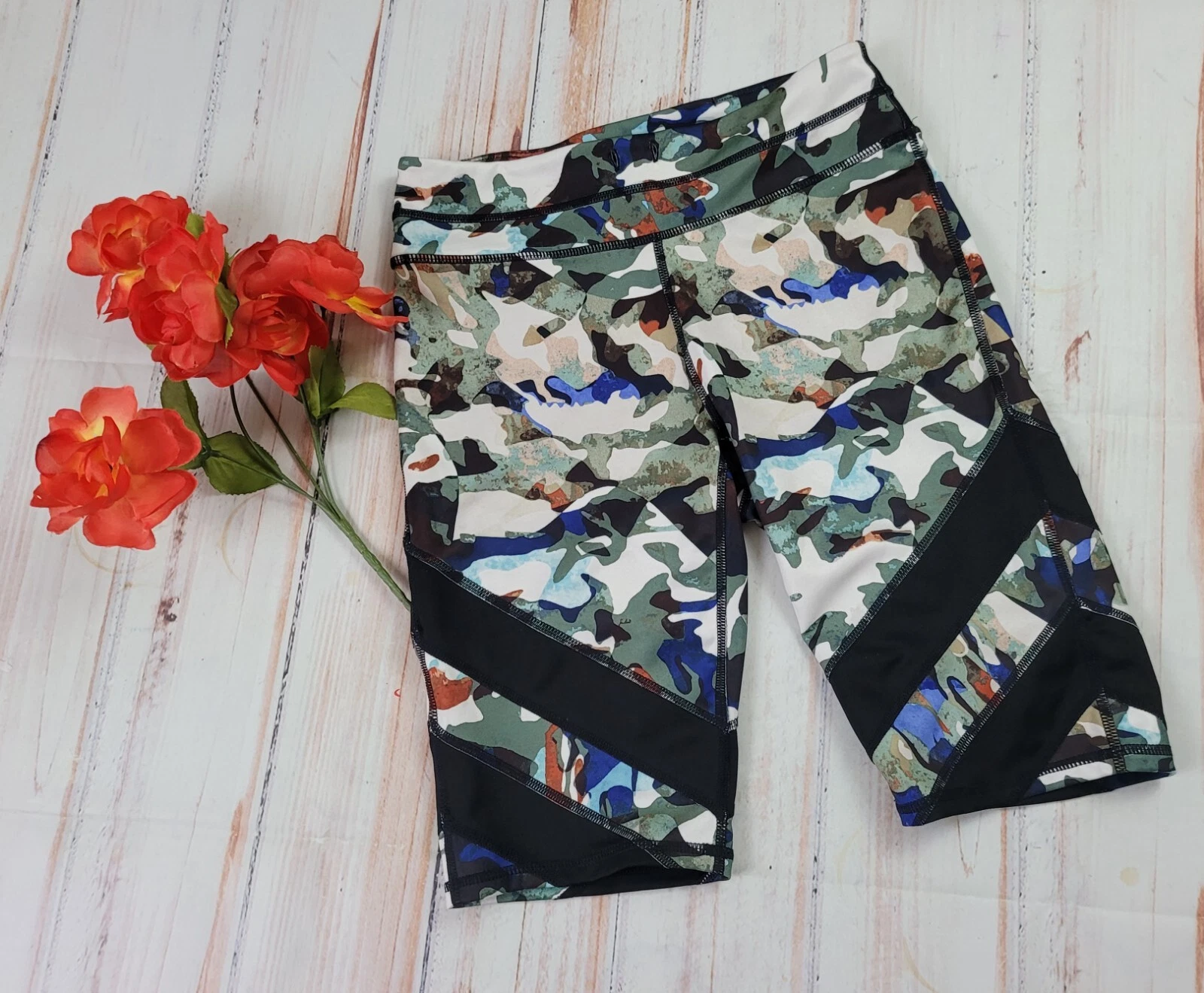 free-people-movement camo sporty stretchy gym workout shorts