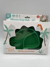 Bumkins Silicone Grip Dish Green Dinosaur 6+Mos New IOB Infant Toddler