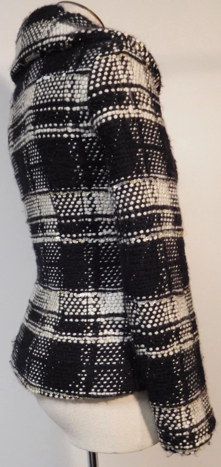 CHAQUETA BLAZER YIGAL AZROUEL BLANCO Y NEGRO A CUADROS TWEED BOUCLE BOTÓN DELANTERO TALLA 6 Foto 4 de 4