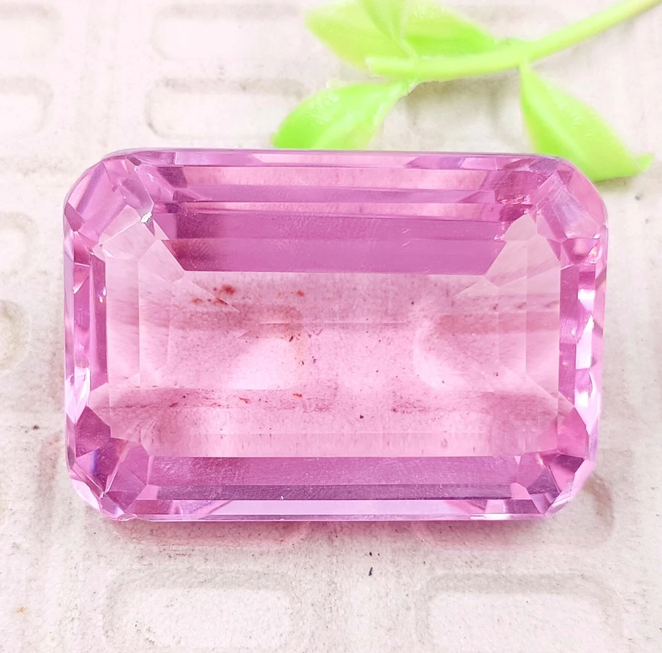 Superb 200 Ct Pink Topaz Emerald Cut Transparent Brazilian Certified Gems OMO - Image 2 of 4