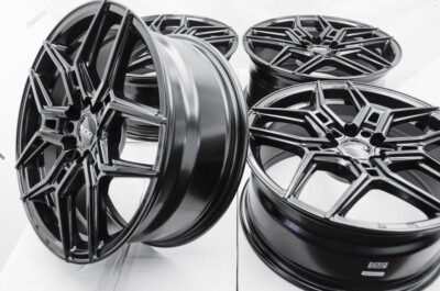Kudo Racing Noxious 17x7.5 5x100 5x114.3 Full Black Wheels Rims Honda Civic CRV
