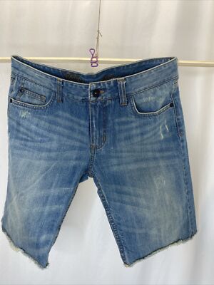 Vans Loose Fit  Shorts Mens Size 5 Blue Jeans Button And Zipper