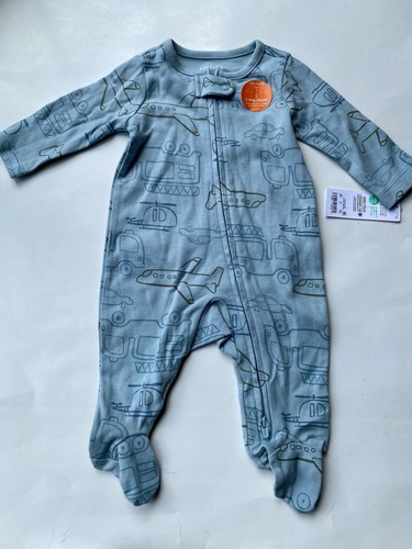 Carter’s Just One You Boy’s 3M Blue Pajamas Sleep N Play Zip Up Cars Planes New