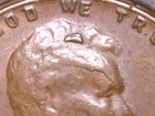 L@@k A 1956 p Wheat Cent Retained Die Break Huge Die Chip Error!