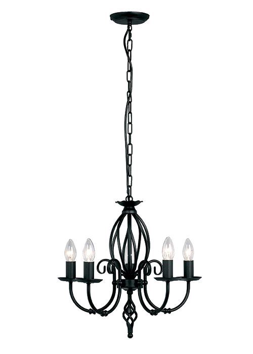 Journeyman 5 Light Chandelier in Charcoal Black Featuring Knot Twist Detailing