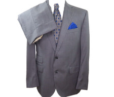 Jack Victor Elite Pure Wool Solid Gray Two Piece Mens Suit 37x32 42 R Canada