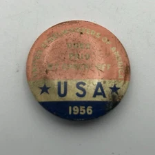 Pinback United Steel Workers Of America Union Button Pin Rough Bad 1956 Vintage