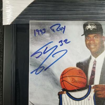 SHAQUILLE SHAQ O'NEAL SIGNED 16x20 CANVAS ROOKIE PHOTO AUTO