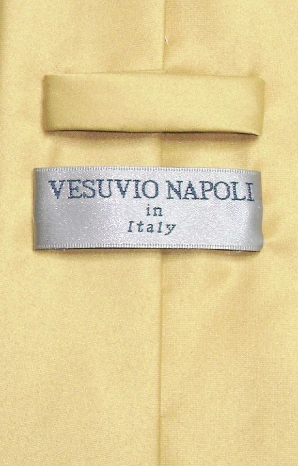 Juego de corbata y pañuelo para hombre Vesuvio Napoli color dorado liso Foto 2 de 2
