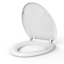 White Elongated or Standard Soft Close PP Toilet Seat with Lid, Easy Install NEW