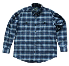 Orvis Shirt Men's Large Heavy Flannel Button Up Flap Pockets Shacket Outdoor
