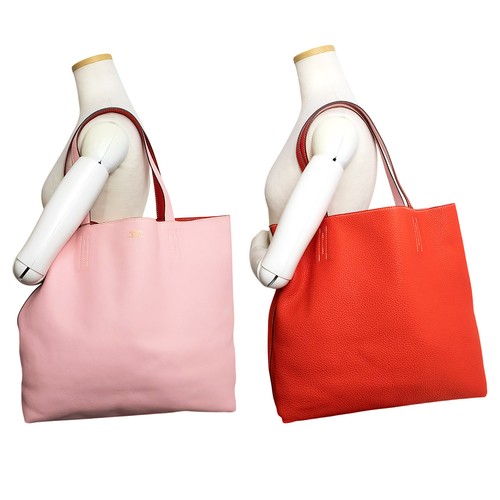 HERMES Double Sense 45 Tote Taurillon Swift calfskin Rouge Pivoine & Rose Sakura - Picture 8 of 10