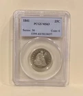 1841 25C MS63 PCGS Seated Liberty Quarter Silver coin