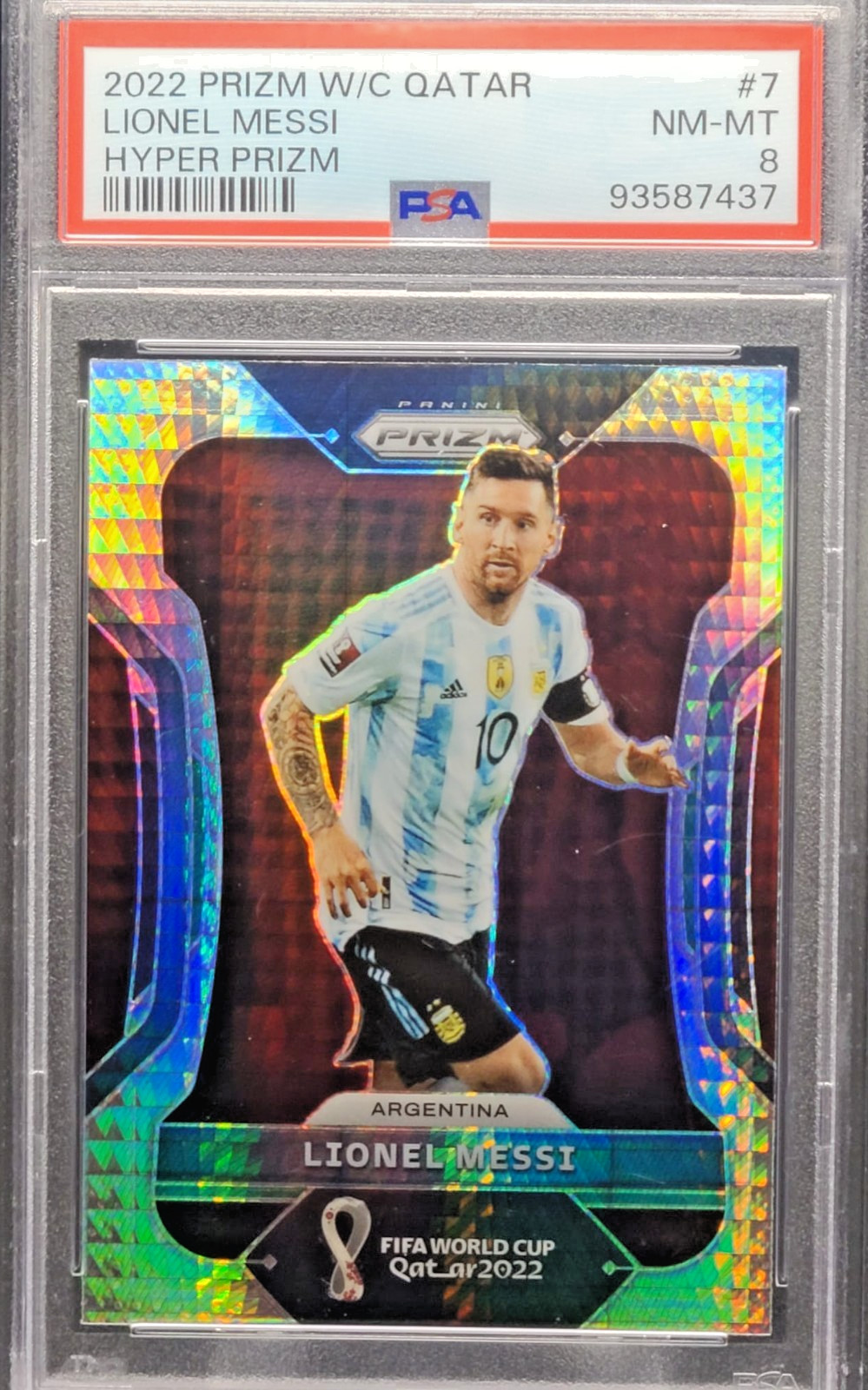 2022 Panini Prizm WC Qatar - Lionel Messi #7 Argentina Hyper Prizm SP