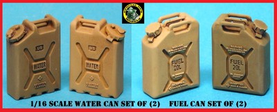 1/16 scale Modern Water Cans set of (2) and Fuel Cans set of (2) ''COMBO KIT''