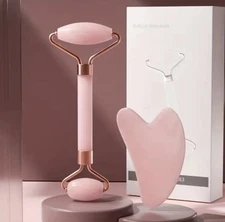 2Pcs Facial Massage Roller and Gua Sha Board for Skin Care and Lifting