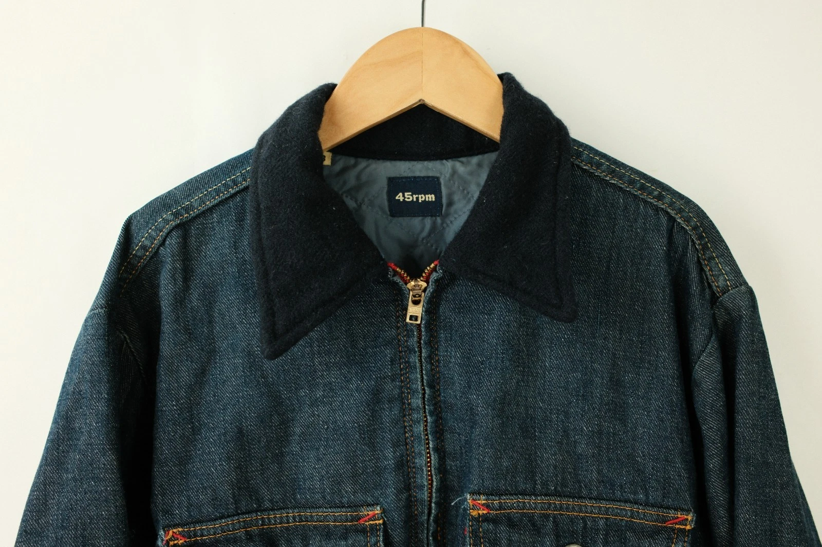 45R Women's Sz L JP3 Blue Denim Zip Jacket Japan 45RPM image 3
