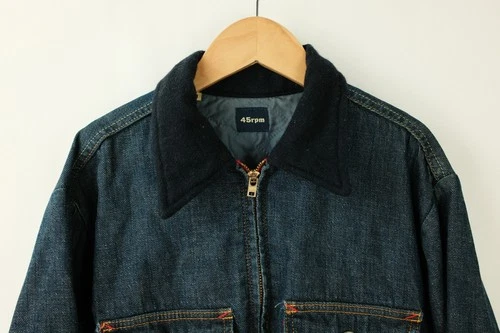 45R Women's Sz L JP3 Blue Denim Zip Jacket Japan 45RPM image 3