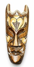 Hand Carved Bali Wooden Mask Tribal Wall Art Indonesian Decor