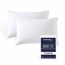 Pillow Cases King Size Set of 2 600TC Egyptian Cotton   White