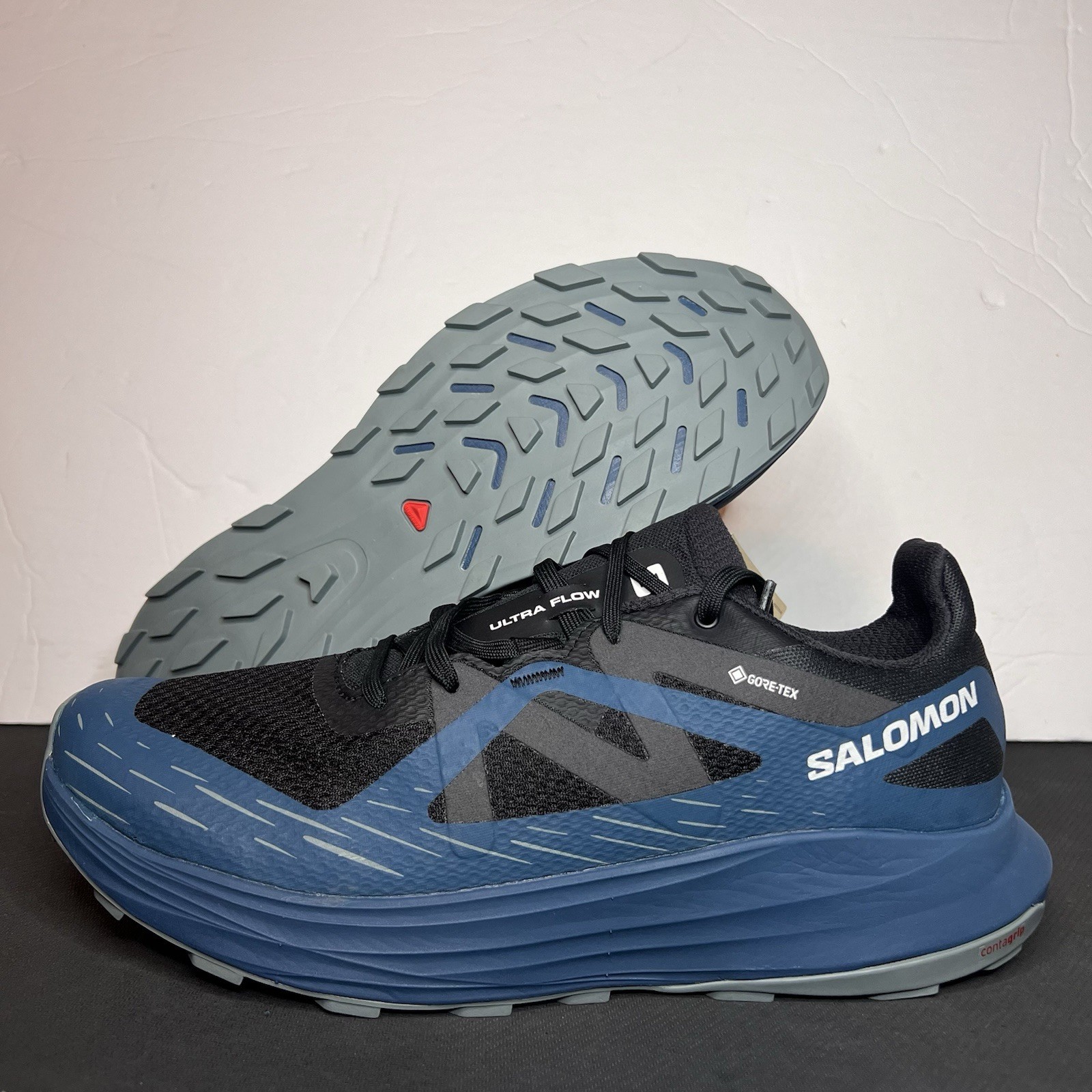 Scarpe uomo Salomon Ultra Flow GTX nero blu Gore Tex più taglie NUOVE*
